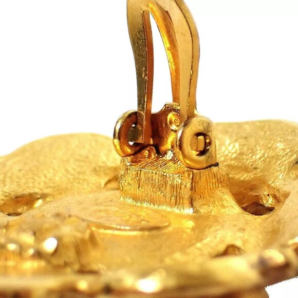 CHANEL CC Logo Round Button Earrings 94P Clip-On Imitation Pearl Gold - Picture 8 of 8